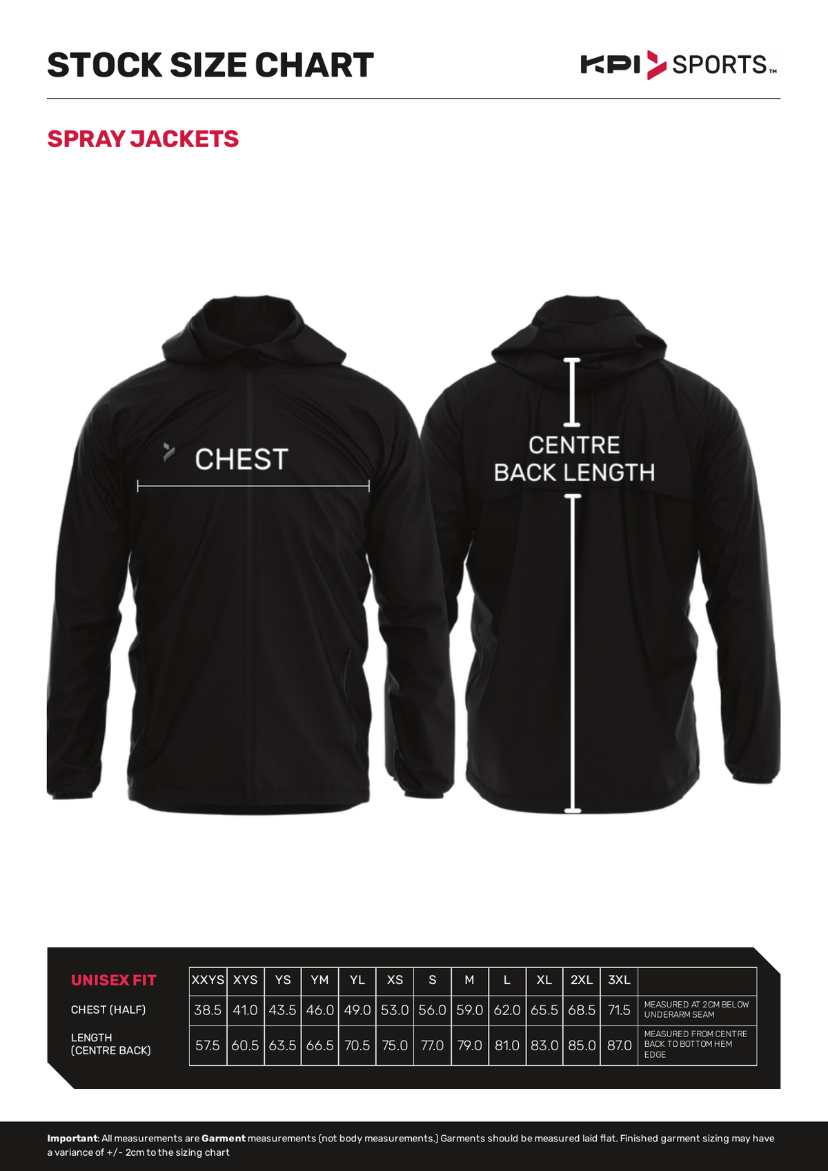 Stock - Spray Jackets